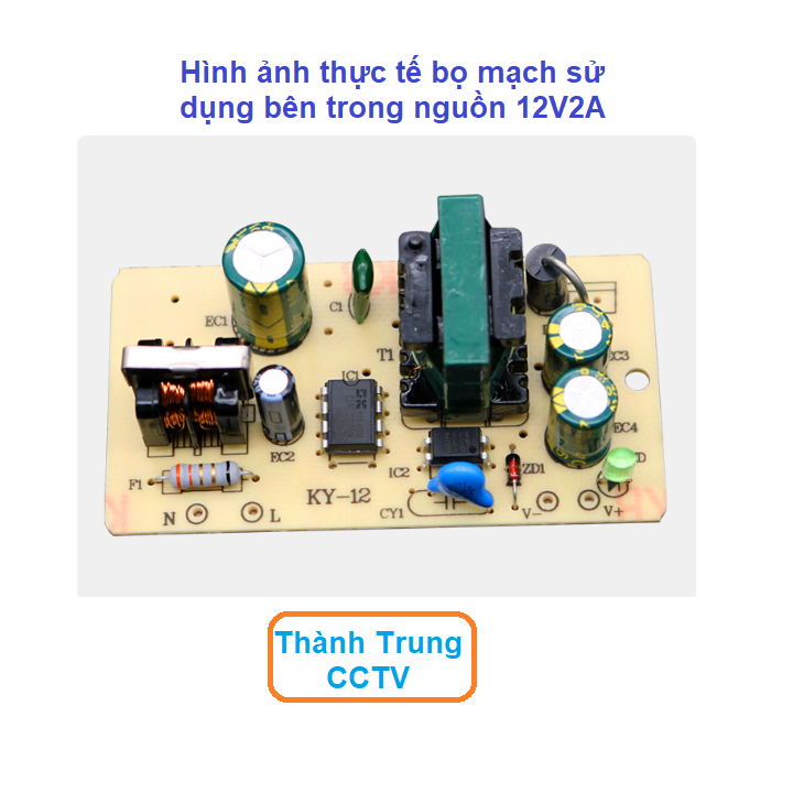 Nguồn 12V2A ngoài trời dùng cho camera ( màu trắng)