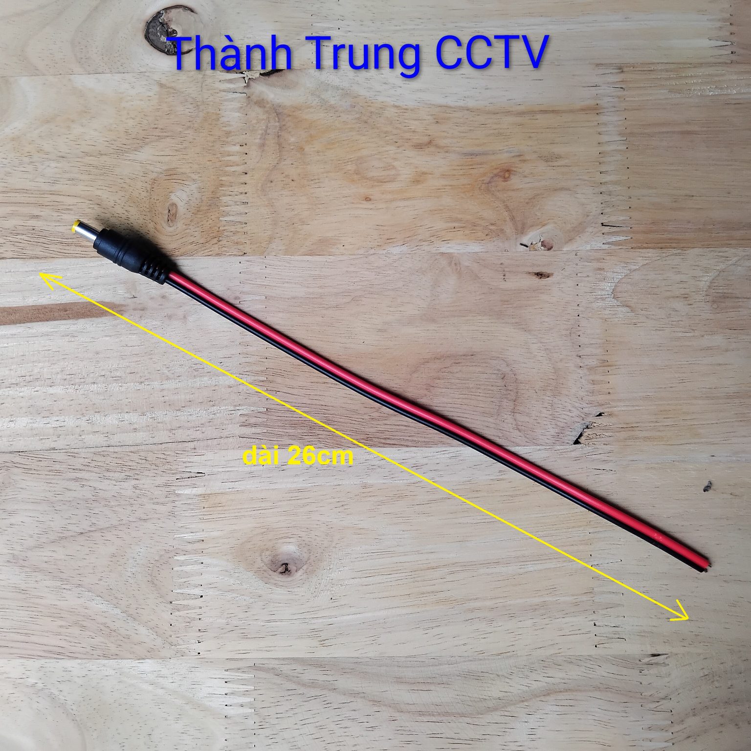 Dây nối DC 1 đầu đực 5.5*2.1(mm) dài 26cm , jack DC đực 5.5*2.1 dài 26cm dùng cho kết nối nguồn camera