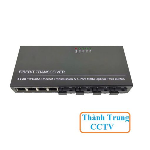 Switch 4 cổng quang single mode và 4 cổng Lan 100Mbps