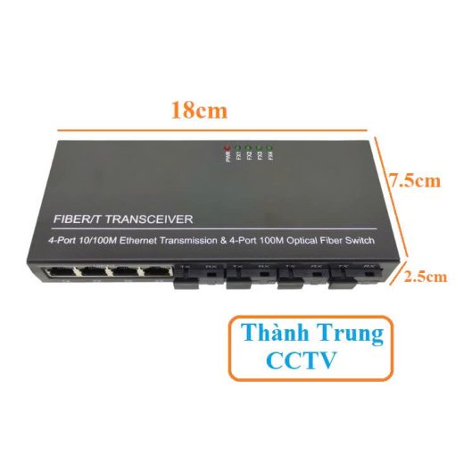 Switch 4 cổng quang single mode và 4 cổng Lan 100Mbps