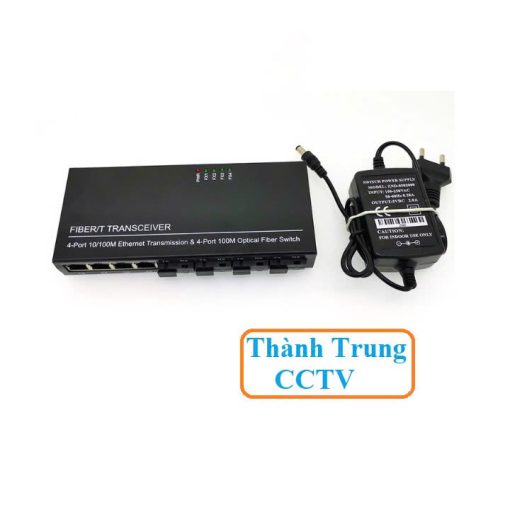 Switch 4 cổng quang single mode và 4 cổng Lan 100Mbps