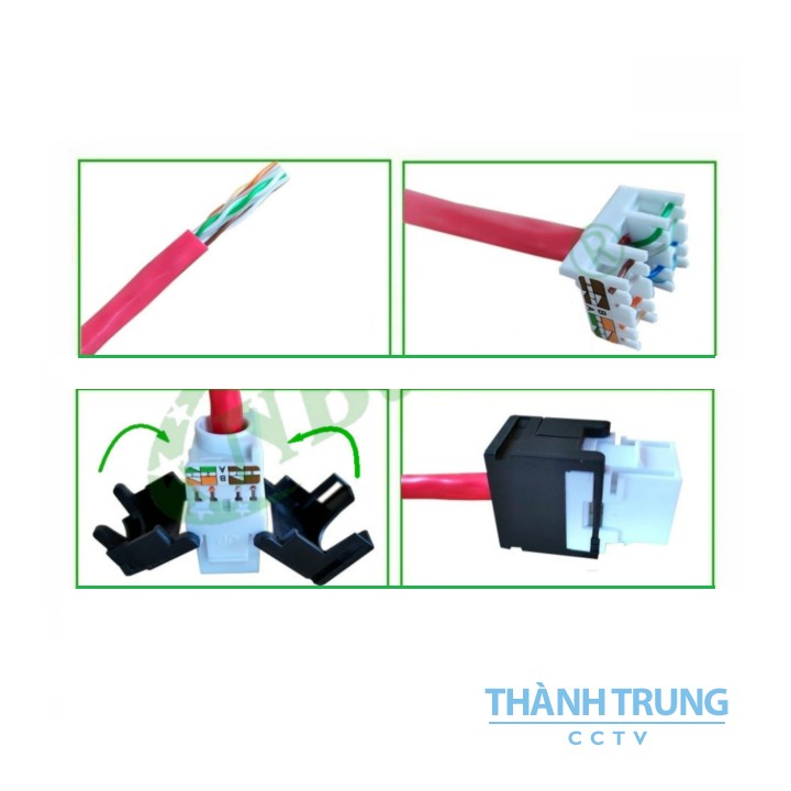 Modular CAT6A nhân mạng CAT6A không cần dùng tool nhấn dùng cho patch panel và mặt nạ âm tường