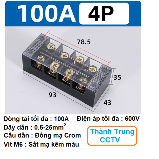Domino điện 100A 3P 4P- Cầu đấu dây 100A 3P 4P