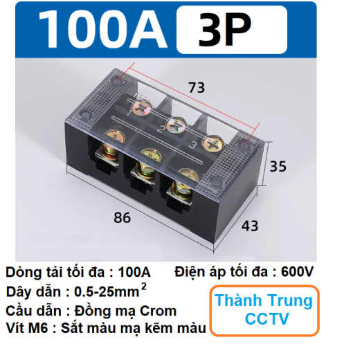 Domino điện 100A 3P 4P- Cầu đấu dây 100A 3P 4P