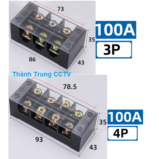 Domino điện 100A 3P 4P- Cầu đấu dây 100A 3P 4P